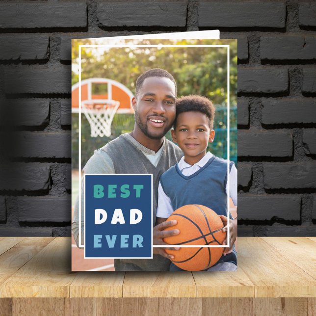 Modern Best Dad Ever Photo Collage Father's Day Holiday Card (Creator Uploaded)