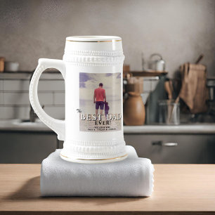 Modern Best Dad Ever Photo Father`s Day Beer Stein
