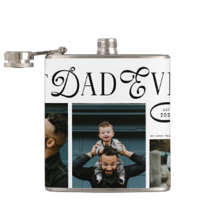 Modern Best Dad Ever Photo Fathers Day Gifts Hip Flask