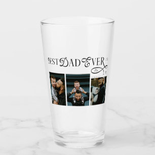 Modern Best Dad Ever Photo Heart Fathers Day Gifts Glass