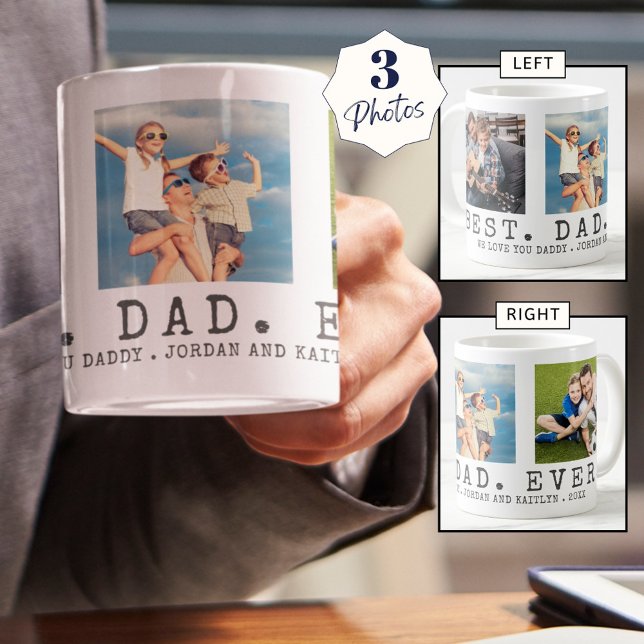 Modern BEST DAD EVER Photo Personalised Coffee Mug (Creator Uploaded)