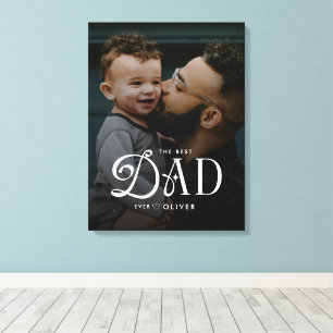 Modern Best Dad Ever Photo Personalized Canvas Print