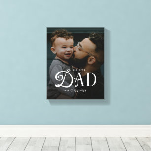 Modern Best Dad Ever Photo Personalized Canvas Print