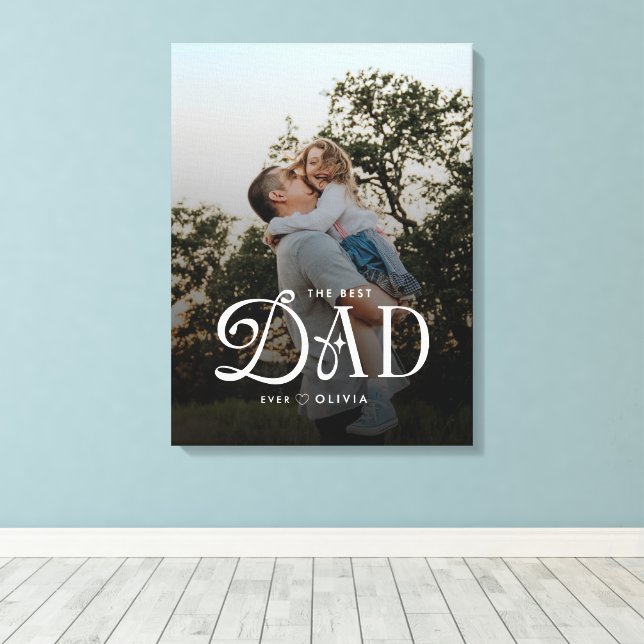 Modern Best Dad Ever Photo Personalized Canvas Print (Insitu(Wood Floor))