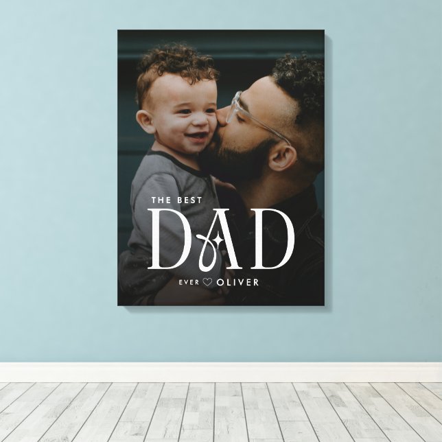 Modern Best Dad Ever Photo Personalized Canvas Print (Insitu(Wood Floor))