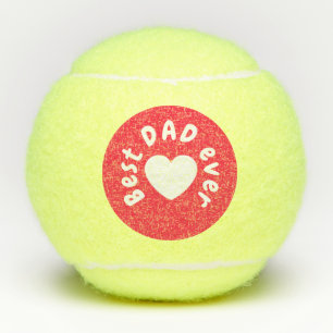 Modern Best Dad Ever Red White Heart Father Love Tennis Balls