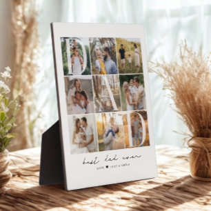 Modern Best Dad Ever Script 9 Photo Grid Dad Gift Plaque