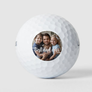 Modern Best Dad Ever Script Photo Golf Balls