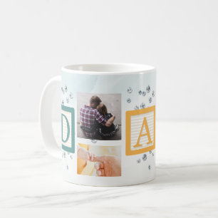 Modern Best DAD Ever Script Simple3 Photo Collage Coffee Mug
