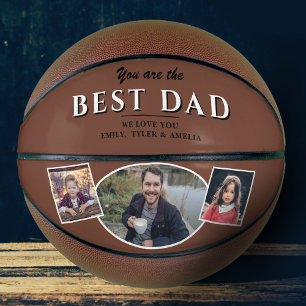Modern Best Dad Father 3 Photo Collage Basketball
