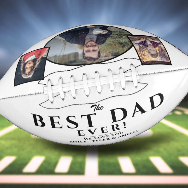 Modern Best Dad Father 3 Photo Collage Football (Creator Uploaded)