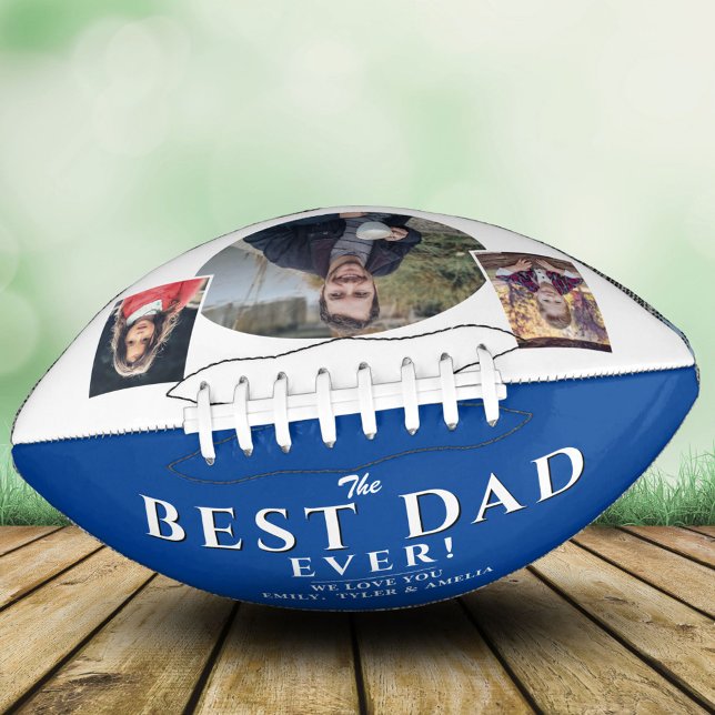 Modern Best Dad Father 3 Photo Collage Football (Creator Uploaded)