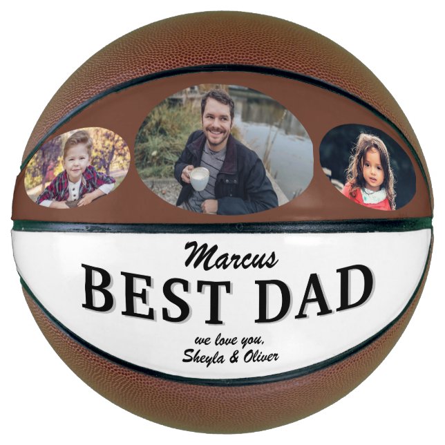Modern Best Dad Father`s Day Keepsake 3 Photo Basketball (Front)