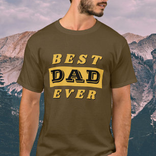 Modern Best Dad Father Yellow Black Typography T-Shirt