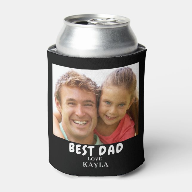 Modern Best Dad Photo  Can Cooler (Can Front)