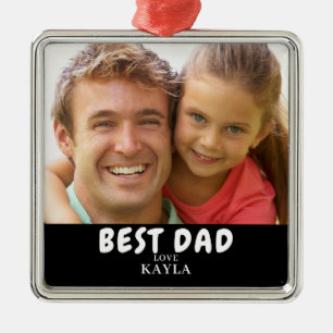 Modern Best Dad Photo Christmas Metal Tree Decoration