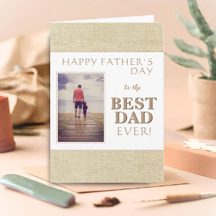 Modern Best Dad Rustic Pattern Photo Father`s Day Card