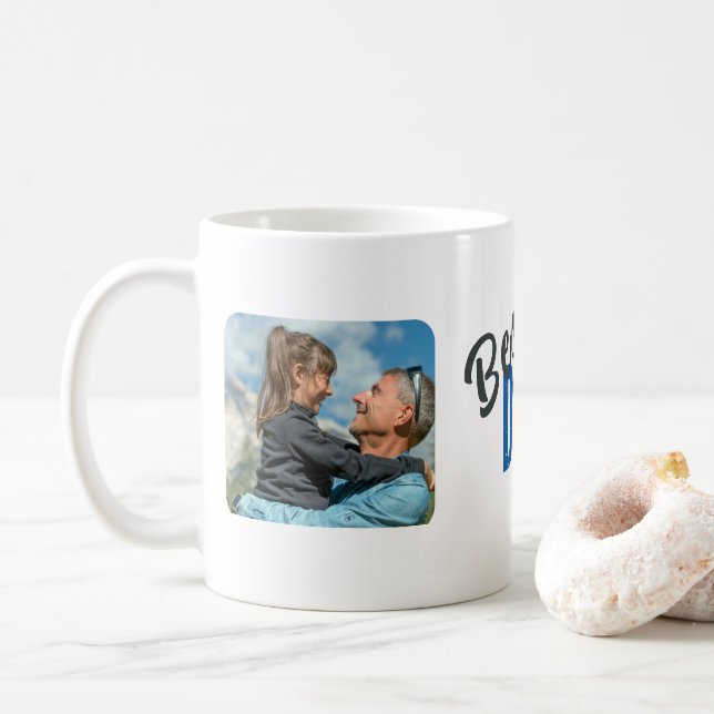 Modern Best Dad Two Photo Coffee Mug (With Donut)