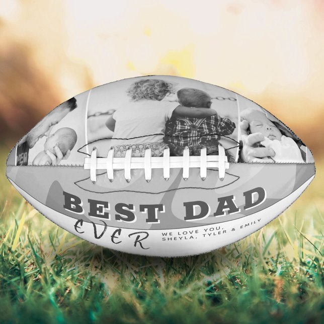 Modern Best Dad Typography Father`s Day 3 Photo Football (Creator Uploaded)