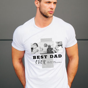 Modern Best Dad Typography Father`s Day 3 Photo T-Shirt
