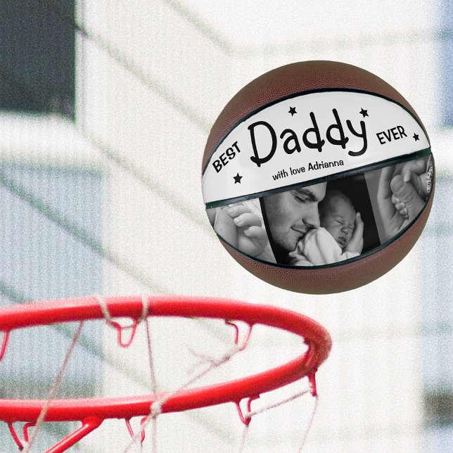 Modern Best Daddy Ever Photo Collage Basketball (Creator Uploaded)