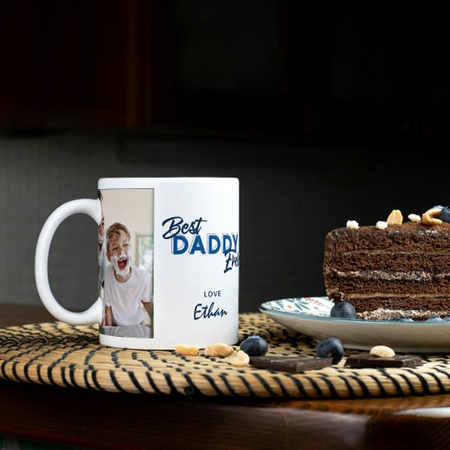 Modern Best Daddy Ever Photo Father's Day Coffee Mug (Easily personalize this Best Daddy Ever mug with your photos and name for a unique Father's Day gift)