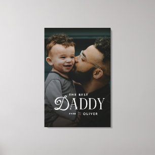 Modern Best Daddy Ever Photo Personalized Canvas Print