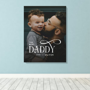 Modern Best Daddy Ever Photo Personalized Canvas Print