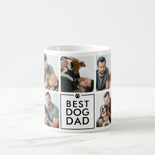 Modern Best Dog Dad 7-Photo Collage Coffee Mug (Center)