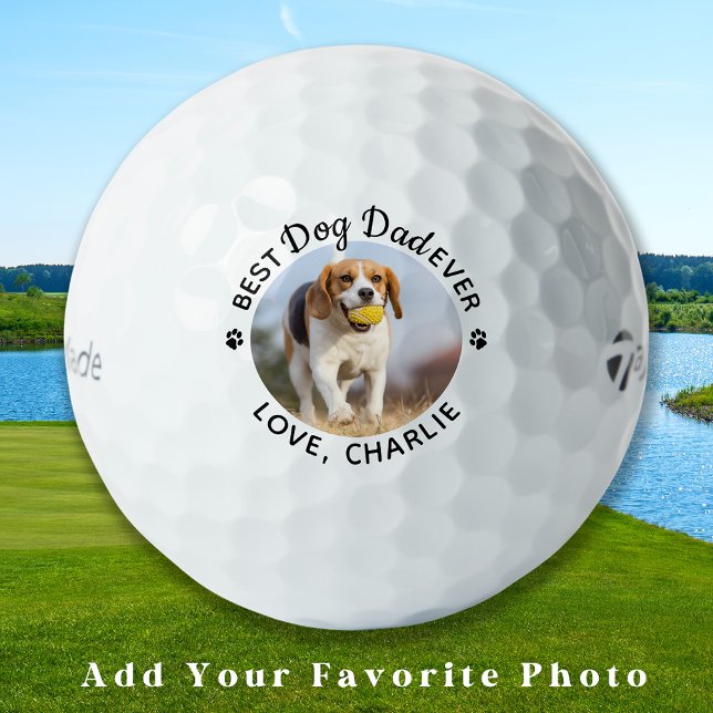Modern Best DOG DAD Ever Personalised Pet Photo Golf Balls (Creator Uploaded)