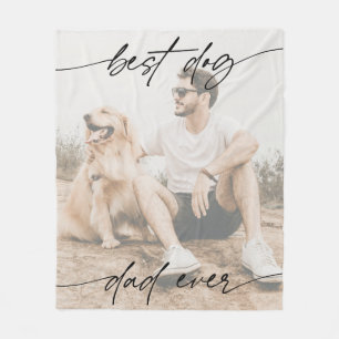 Modern Best Dog Ever Photo White Overlay Script Fleece Blanket