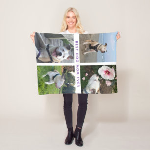 Modern Best Dog Mum Photo Collage Fleece Blanket
