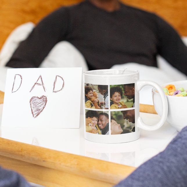 Modern Best Ever Bonus Dad | Photo Collage Coffee Mug (Creator Uploaded)