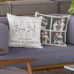 Modern Best Ever Bonus Dad | Photo Collage Cushion<br><div class="desc">"Searching for the ideal gift for Father's Day or a special birthday? Look no further! This unique pilow is the ultimate keepsake for all types of dads - biological, step, new, and even dog dads. With a template message that reads 'BEST EVER BONUS DAD' and the ability to personalise it...</div>