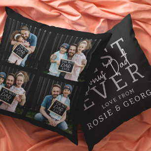 Modern Best Ever Bonus Dad   Photo Collage Cushion