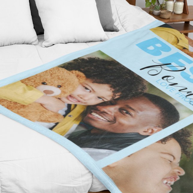 Modern Best Ever Bonus Dad | Photo Collage  Fleece (Creator Uploaded)