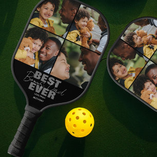 Modern Best Ever Bonus Dad Photo Collage Pickleball Paddle