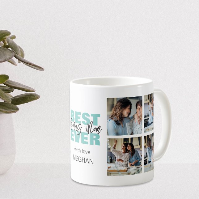 Modern Best Ever Bonus Mum | Photo Collage Coffee Mug (Creator Uploaded)