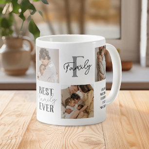 Modern Best Family Ever 5 Photo Collage Coffee Mug