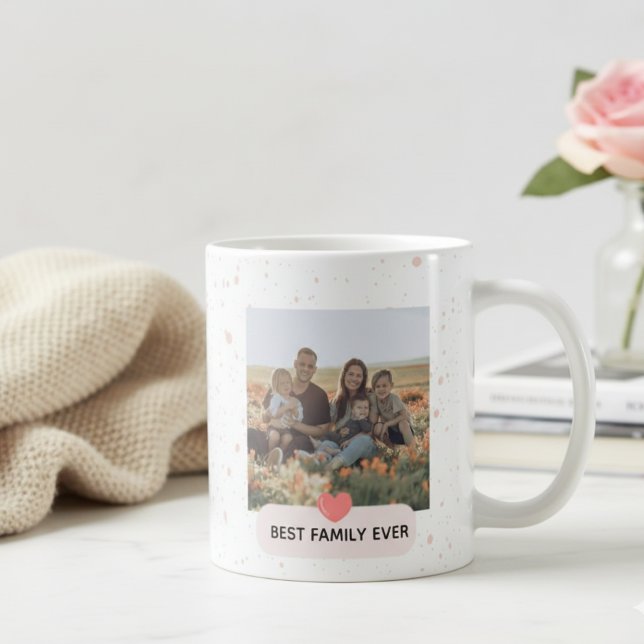 Modern Best Family Ever Photo Coffee Mug Gift (Creator Uploaded)