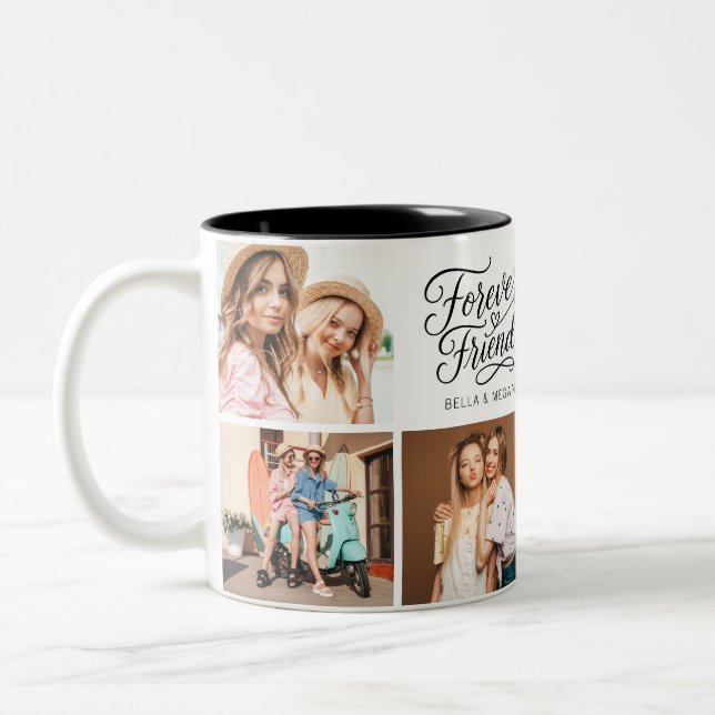 Modern Best Friend BFF Script photo Two-Tone Coffee Mug (Left)