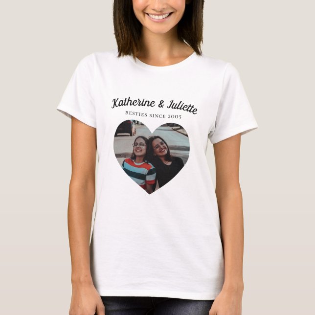 Modern Best Friend Cute Photo Friendship Keepsake T-Shirt (Front)