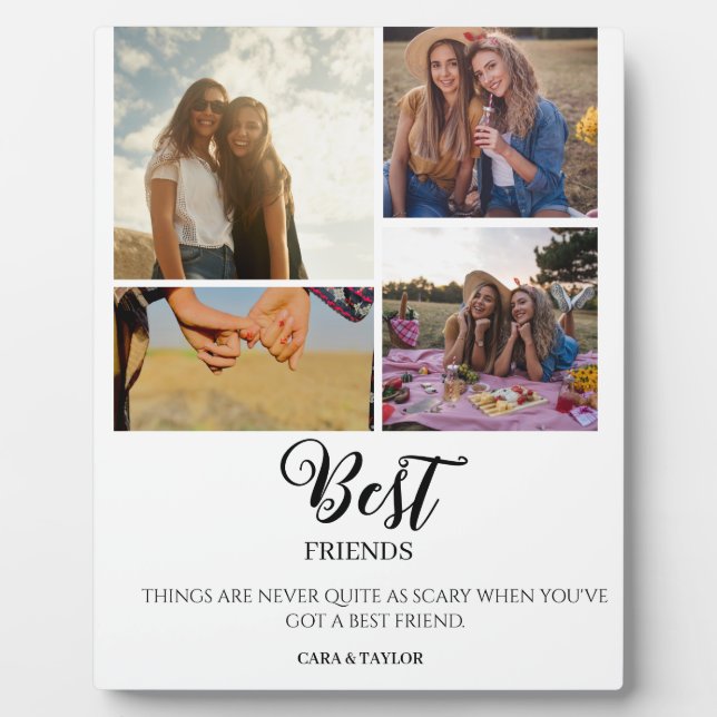 Modern Best Friend Photo Grid Keepsake Gift Plaque (Front)