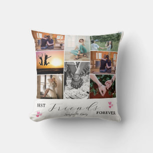 Modern Best Friends 4-Ever 6 Photo Collage Cushion