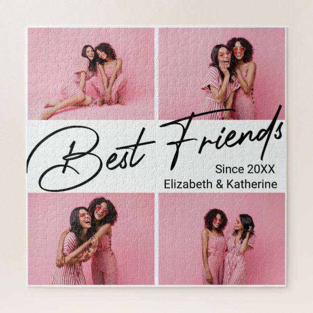 Modern Best Friends 4 Photo Collage Gift Jigsaw Puzzle (Vertical)