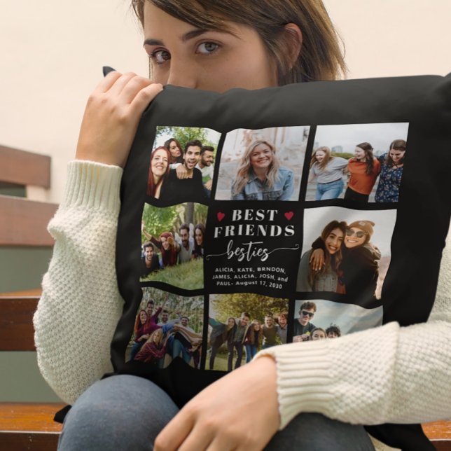Modern best friends 8 photo collage keepsake cushion (Creator Uploaded)