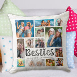 Modern Best Friends BESTIES 13 Photo Collage Cushion<br><div class="desc">Create a modern photo collage keepsake throw pillow for your best friend with 13 pictures and the title BESTIES in a trendy hand lettered typography and personalized with names or your custom text against an editable black background color. Makes a memorable gift for your BFF's birthday, as a graduation gift...</div>