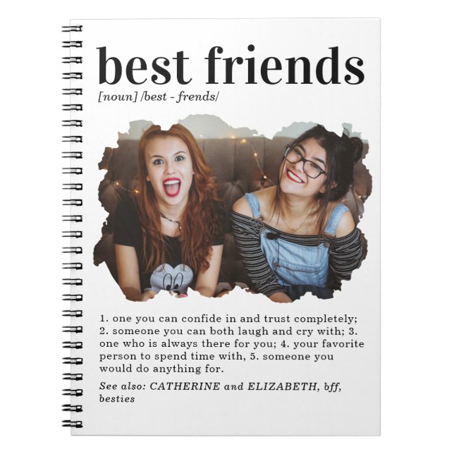 Modern Best Friends Dictionary Definition Photo Notebook (Front)