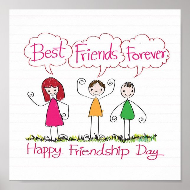 Modern BEST FRIENDS FOREVER 1 Photo Collage Plaque Poster (Front)