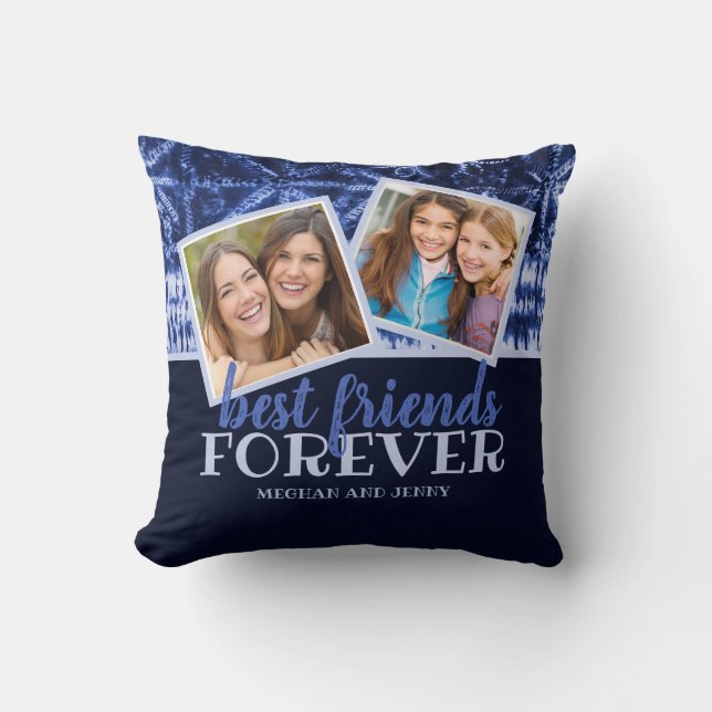 Modern Best Friends Forever 2-Photo Collage Cushion (Front)